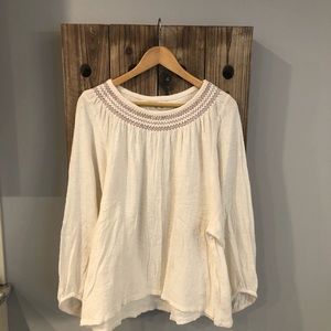 Madewell Jacquard Embroidered Smocked Top